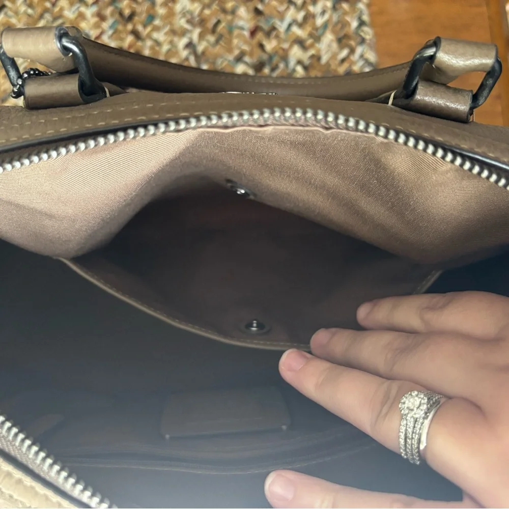 Coach Large Rowen in Dark Slate Pebbled Leather Bowling